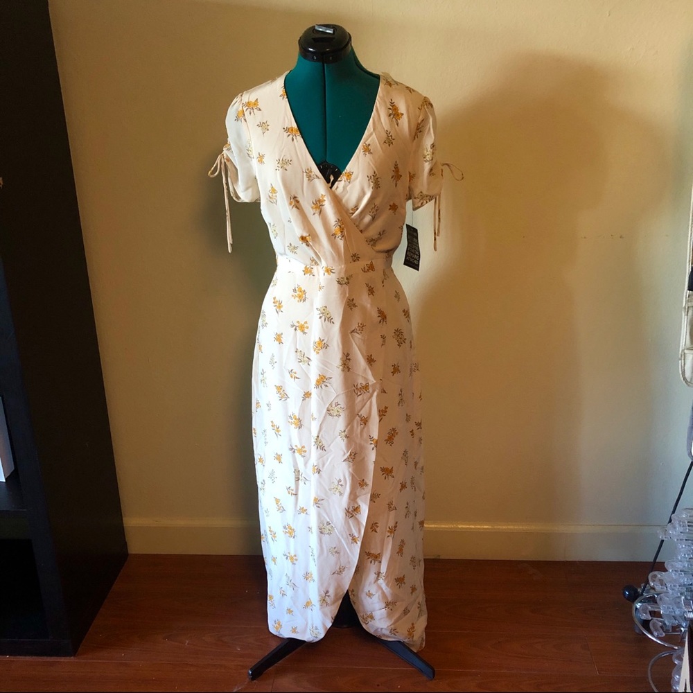 Madewell Cream Floral Silk Dress